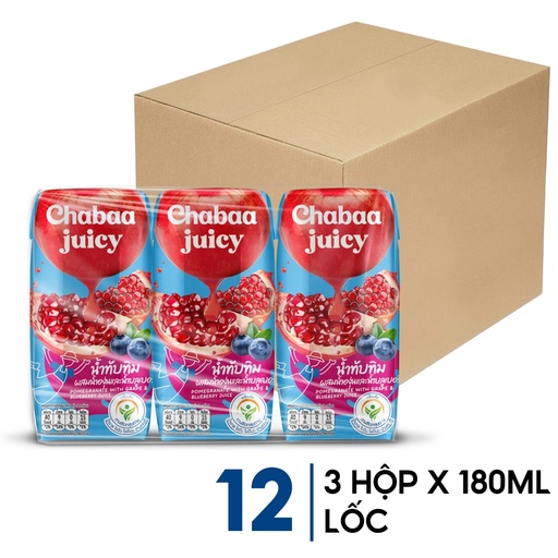 Chabaa Nước Ép Lựu, Nho Và Việt Quất 36 Hộp x 180ml (THÙNG)